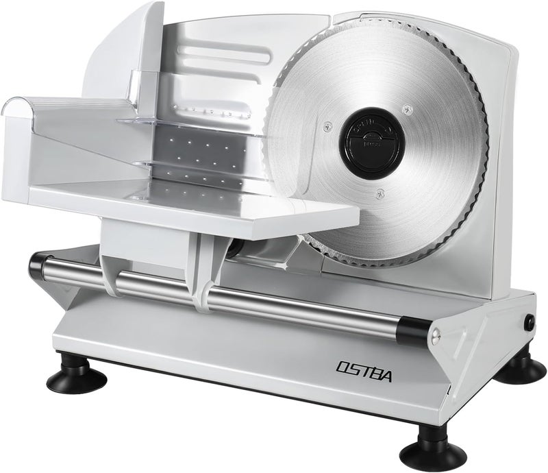 OSTBA Meat Slicer Machine for Home, Electric Deli Food Slicer with Removable 6.7” Stainless Steel Blades, 0-15mm Adjustable Thickness, Easy to Clean, 150W, Ideal for Cold Cuts, Cheese, Bread, Fruit - Image 1